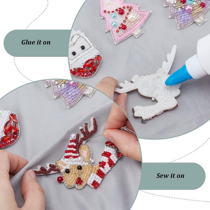 BEUNITONE 4pcs Beaded Christmas Applique Patches for DIY Accessories Decorative Sew On Christmas Reindeer Santa Claus Patches for Garments Handbags Crafts DIY DIY Clothing Repair Decoration - Image 3